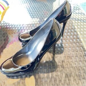 Stuart Weitzman Black Patent Leather Platform Heels Pumps size 8.5 M